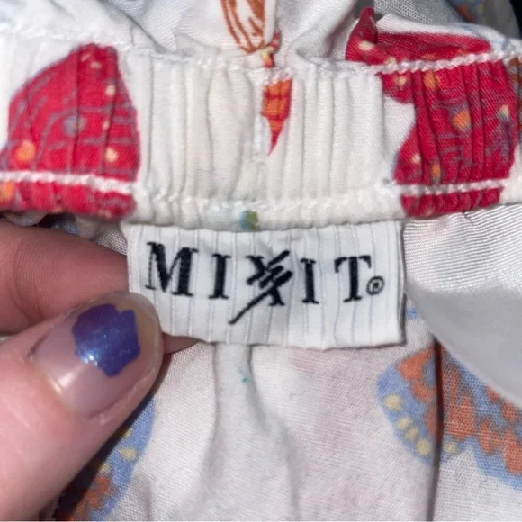 Mixit 100% Cotton Butterfly Pattern Ivory M Y2K Drawstring Shorts FLAW - Picture 6 of 7